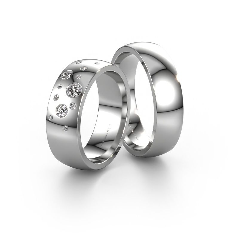 Trauringe set WH0141LM26BP ±6x2 mm 14 Karat Gold Diamant 0.10 crt