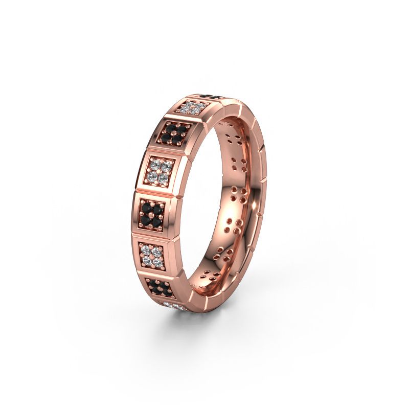 Trouwring WH2056L15DP 585 rosé goud zwarte diamant ±5x2.4 mm