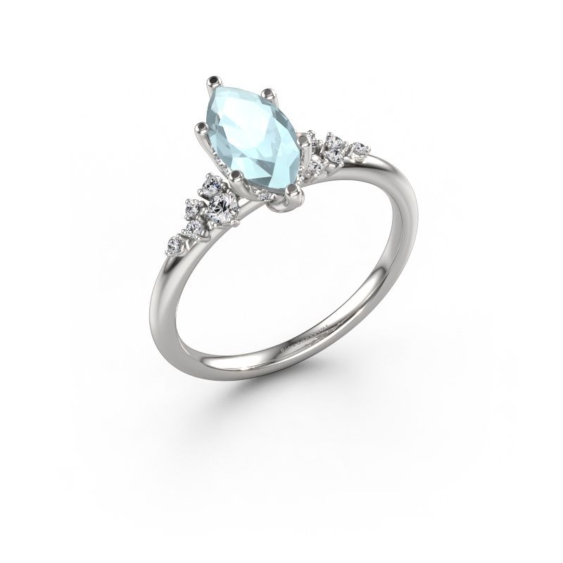 Engagement ring Emma MRQ 950 platinum aquamarine 10x5 mm