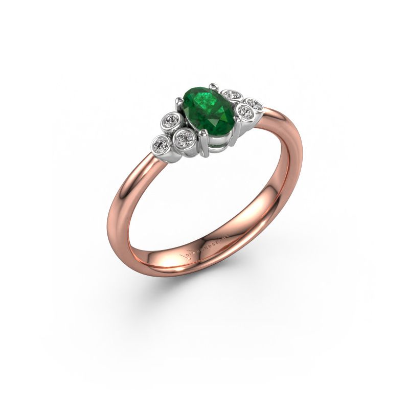 Verlobungsring Lucy 1 585 Roségold Smaragd 6x4 mm