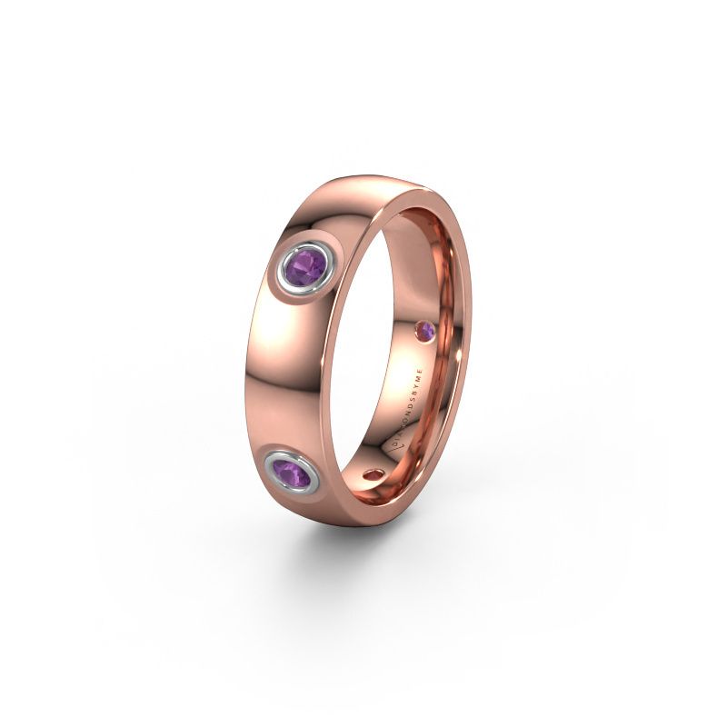 Trouwring WH0139L25BP 585 rosé goud amethist ±5x2 mm
