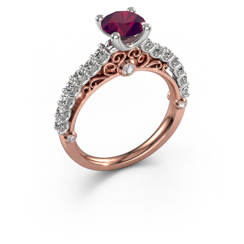 Engagement ring Shaunda 585 rose gold rhodolite 6 mm