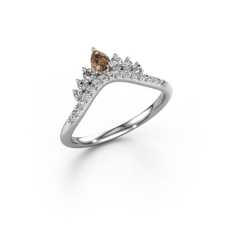 Stackable ring Crown A 585 white gold brown diamond 0.43 crt
