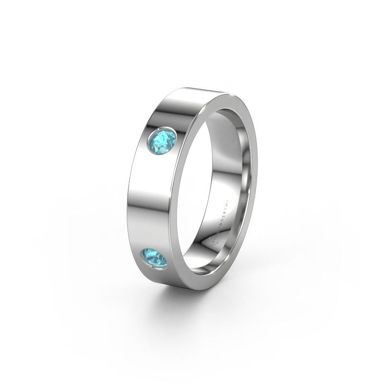 Trouwring WH0104L15BP 585 witgoud blauw topaas 3 mm ±4x2 mm