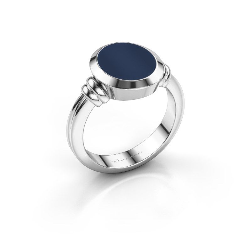 Afbeelding van Zegelring Jake 2<br/>950 platina<br/>Donker blauw lagensteen 12x10 mm