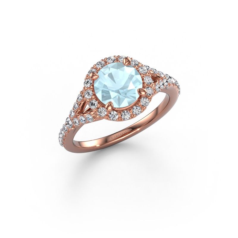 Verlobungsring Kimber RND 585 Roségold Aquamarin 7 mm