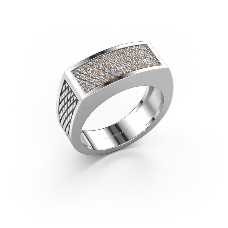 Herrenring Erwin 585 Weißgold Braun Diamant 0.435 crt