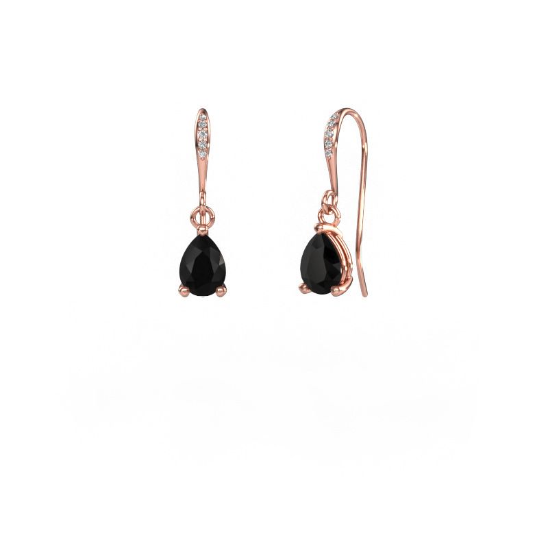 Oorhangers Laurie PER 2 585 rosé goud zwarte diamant 1.00 crt