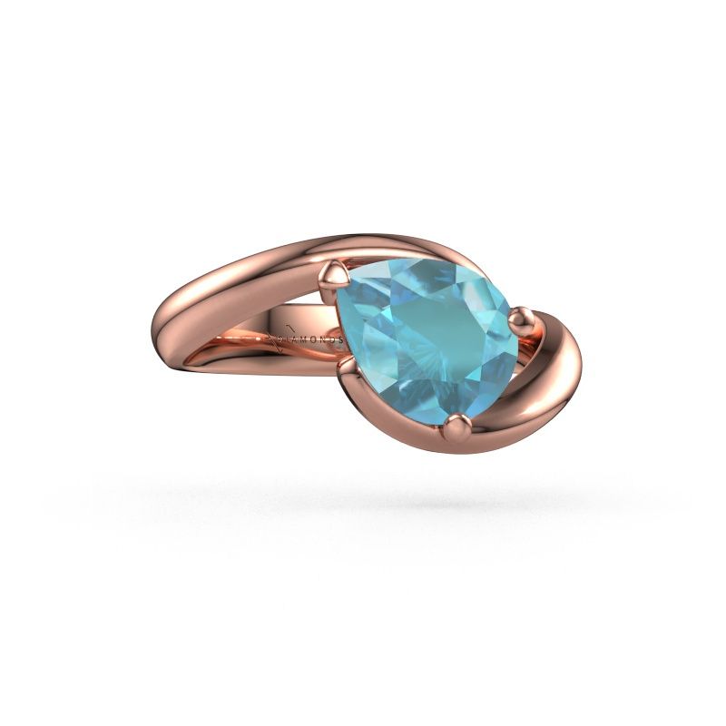 Verlobungsring Aida PER 585 Roségold Blau Topas 9x7 mm