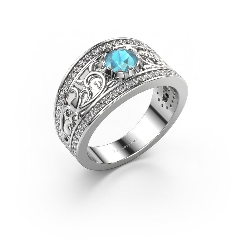 Ring Marilee 585 Weißgold Blau Topas 5 mm