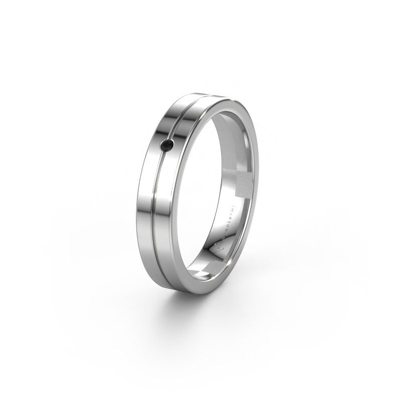 Trouwring WH0201L14AP 585 witgoud zwarte diamant ±4x1.7 mm