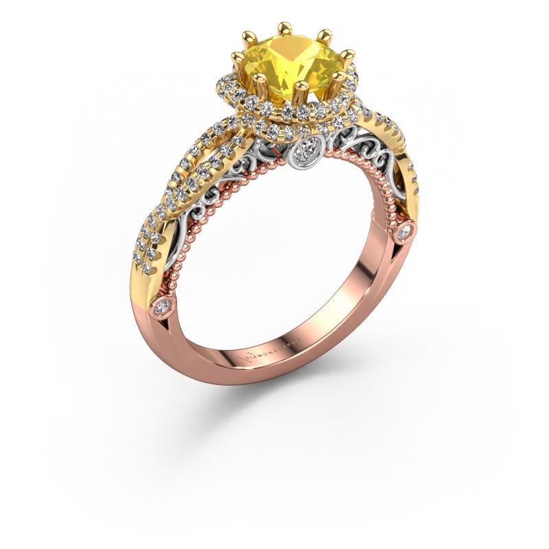 Engagement ring Lysanne 585 rose gold yellow sapphire 6.5 mm
