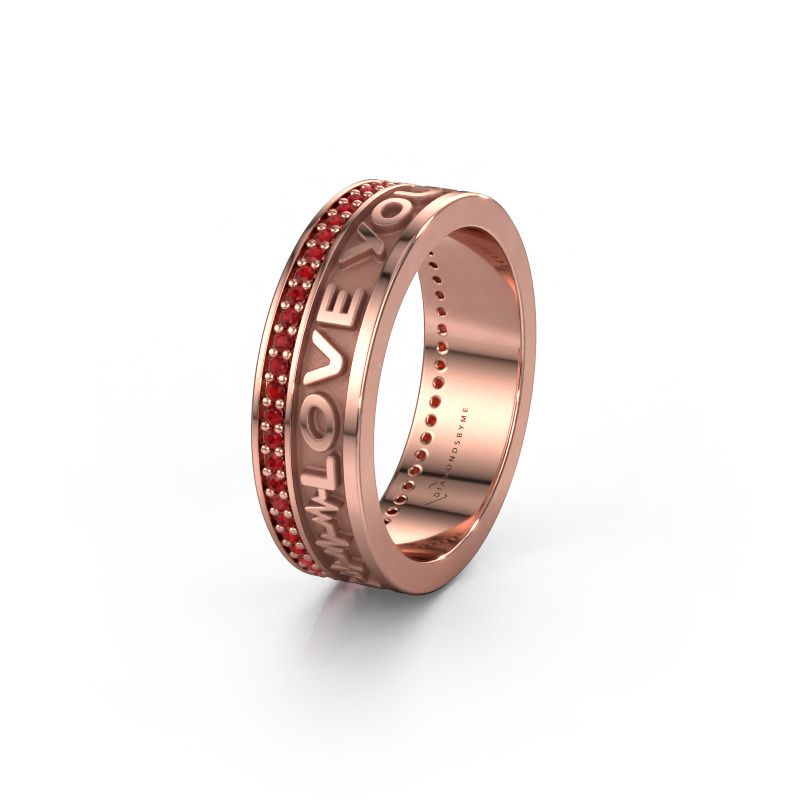 Trouwring Namering 3 585 rosé goud ±6x2 mm