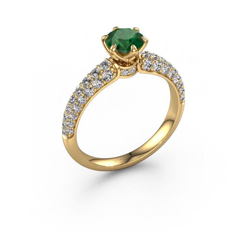 Bague de fiançailles Meryl 585 or jaune emeraude 5.7 mm
