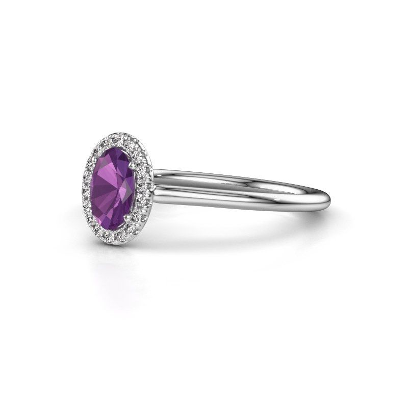 Image of Engagement ring seline ovl 1<br/>950 platinum<br/>Amethyst 6x4 mm