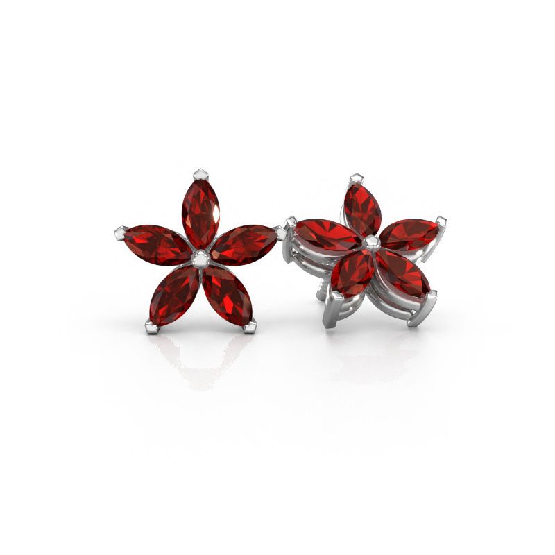Oorstekers Sylvana 585 witgoud granaat 5x2.5 mm