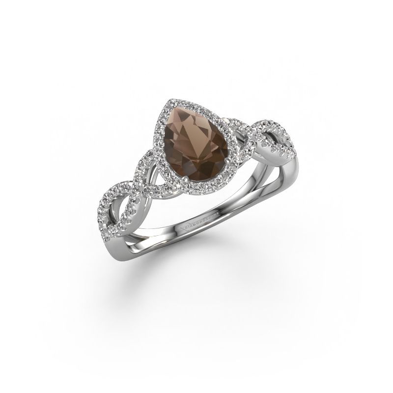 Verlobungsring Dionne pear 585 Weißgold Rauchquarz 7x5 mm
