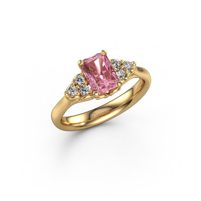 Engagement ring Myrna RAD 585 gold pink lab grown diamond 7x5 mm