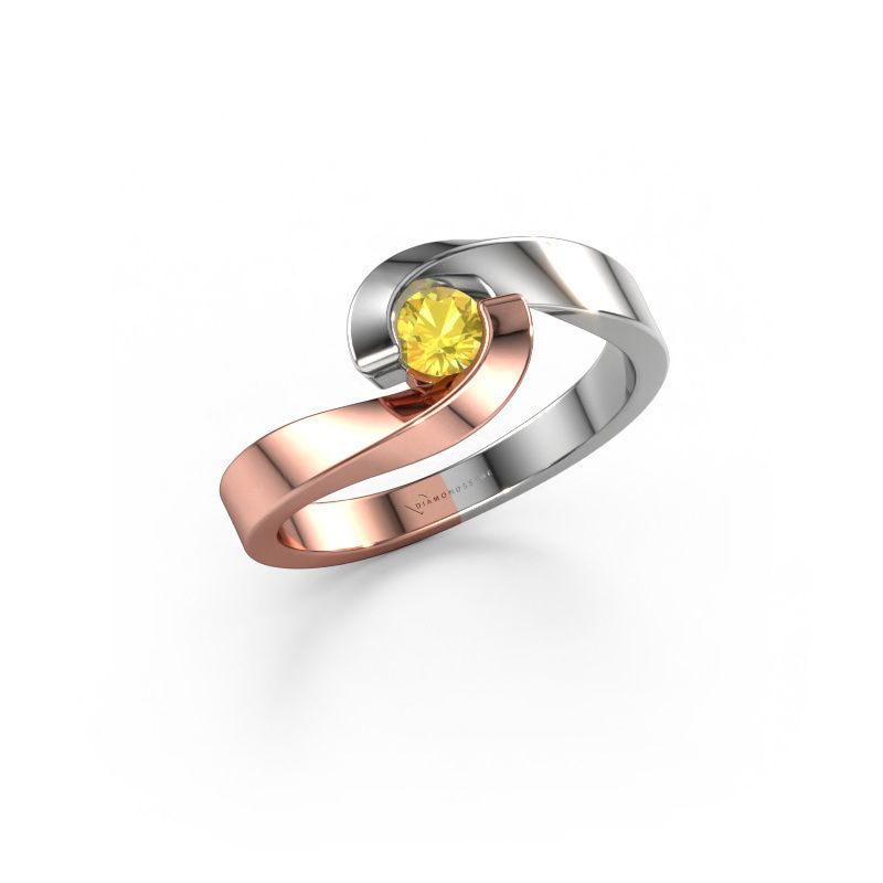 Verlobungsring Sheryl 585 Roségold Gelb Saphir 3.7 mm