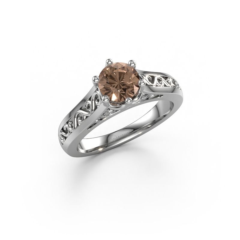 Image of Engagement ring Shan 950 platinum brown diamond 0.80 crt