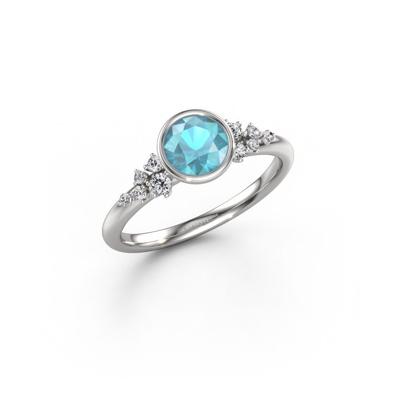 Verlovingsring Aliyah RND 950 platina blauw topaas 5.7 mm