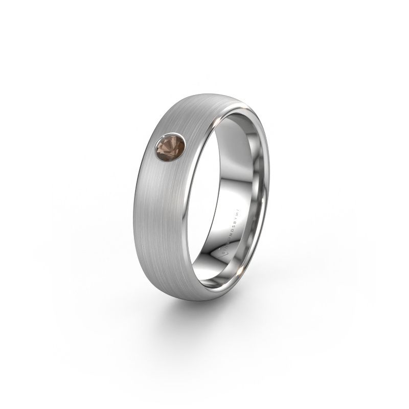 Wedding ring WH0101L36BM 585 white gold smokey quartz ±6x2 mm