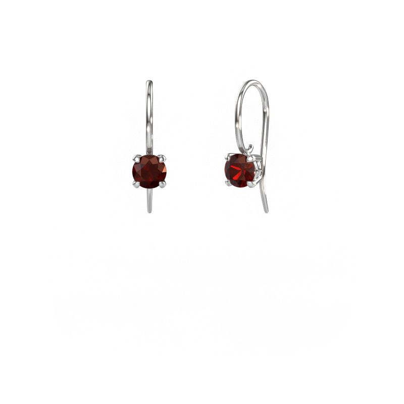 Drop earrings Cleo RND 585 white gold garnet 5 mm