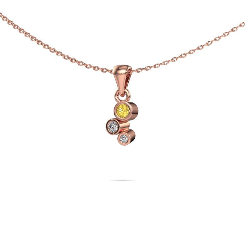 Hanger Tessa 585 rosé goud gele saffier 2.5 mm