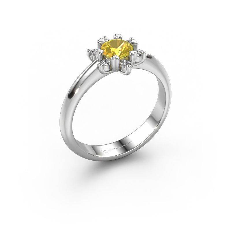 Ring Liesbeth 585 white gold yellow sapphire 5 mm