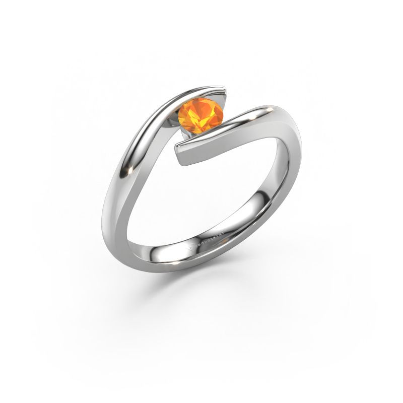 Bague de fiançailles Alaina 950 platine citrine 4 mm