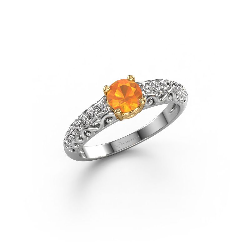 Verlobungsring Mellie 585 Weißgold Citrin 5 mm