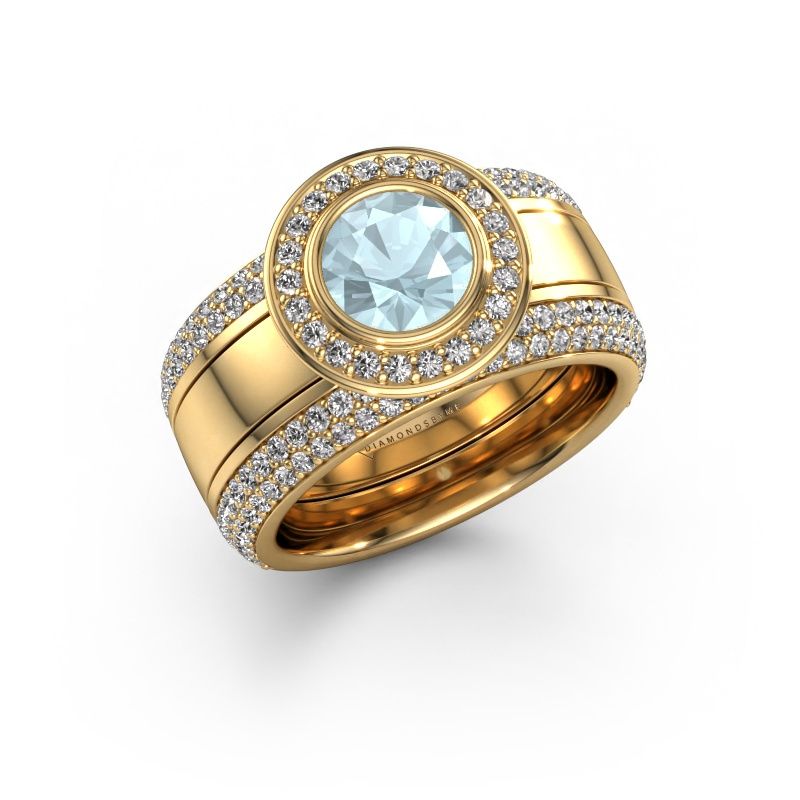 Ring Roxie 585 gull akvamarin 6.5 mm