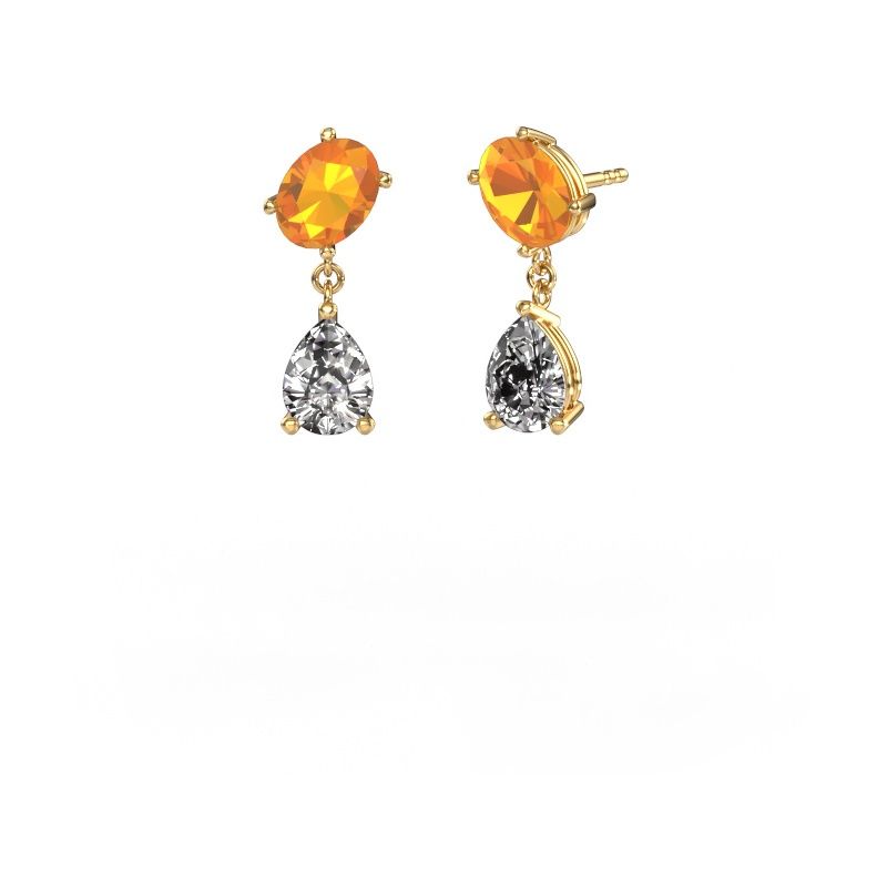 Boucles d'oreilles Toi et Moi OVL-PER 585 or jaune citrine 8x6 mm