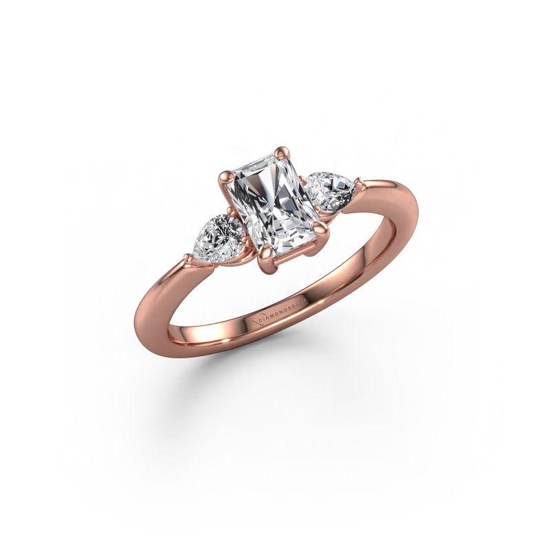 Engagement ring Chanou RAD 585 rose gold lab grown diamond 1.17 crt