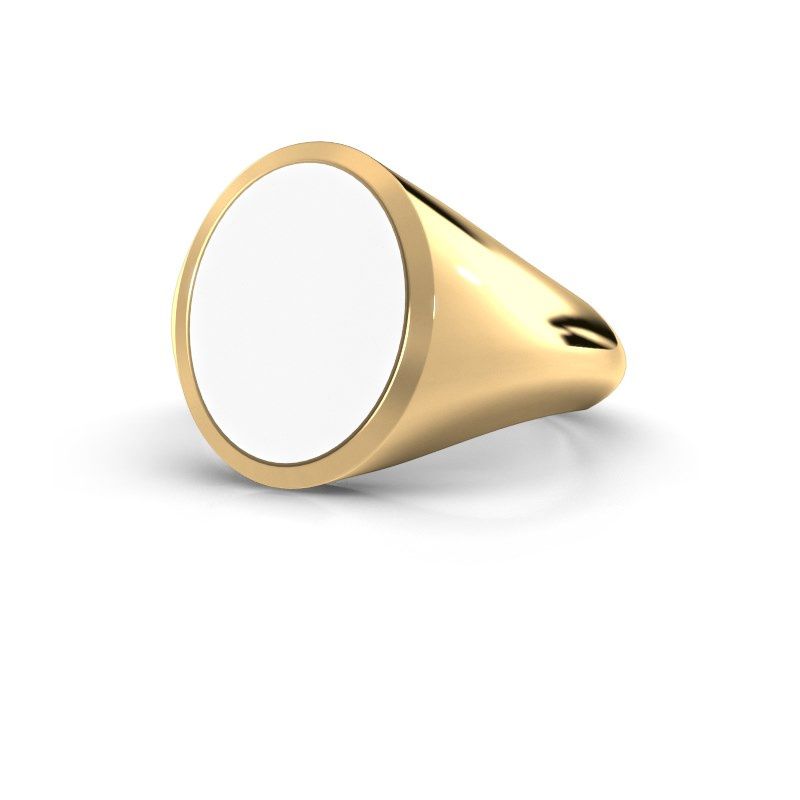 Afbeelding van Zegelring Herman 4<br/>585 goud<br/>witte emaille 15x12 mm