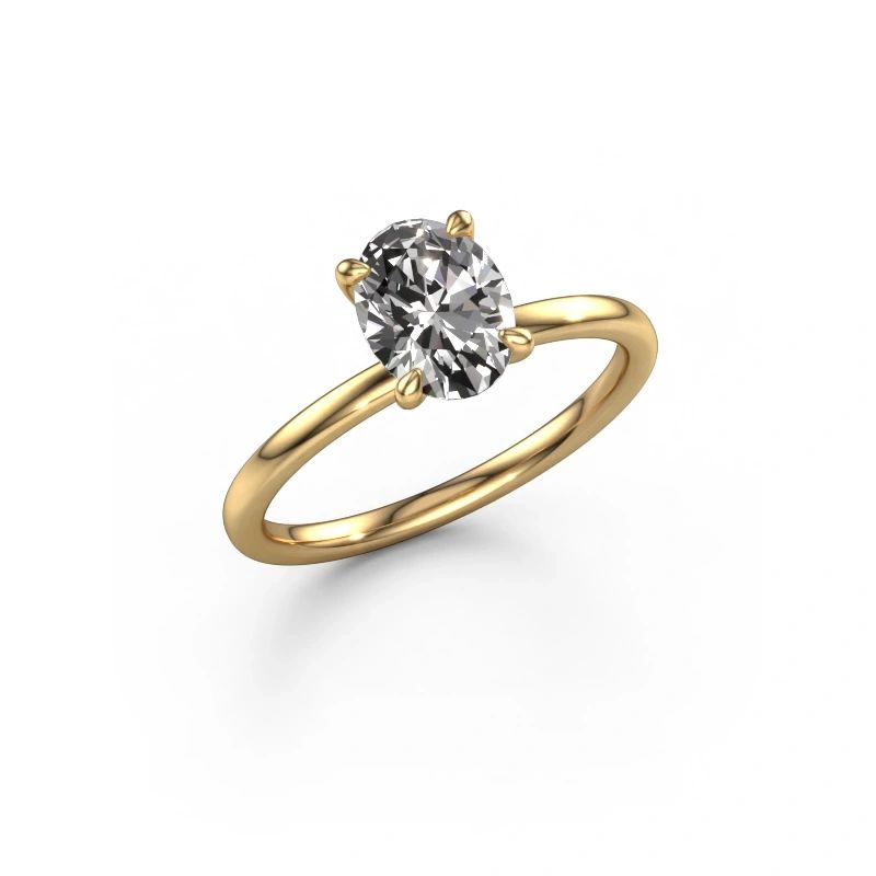 Verlovingsring Crystal OVL 1 585 goud zirkonia 8x6 mm