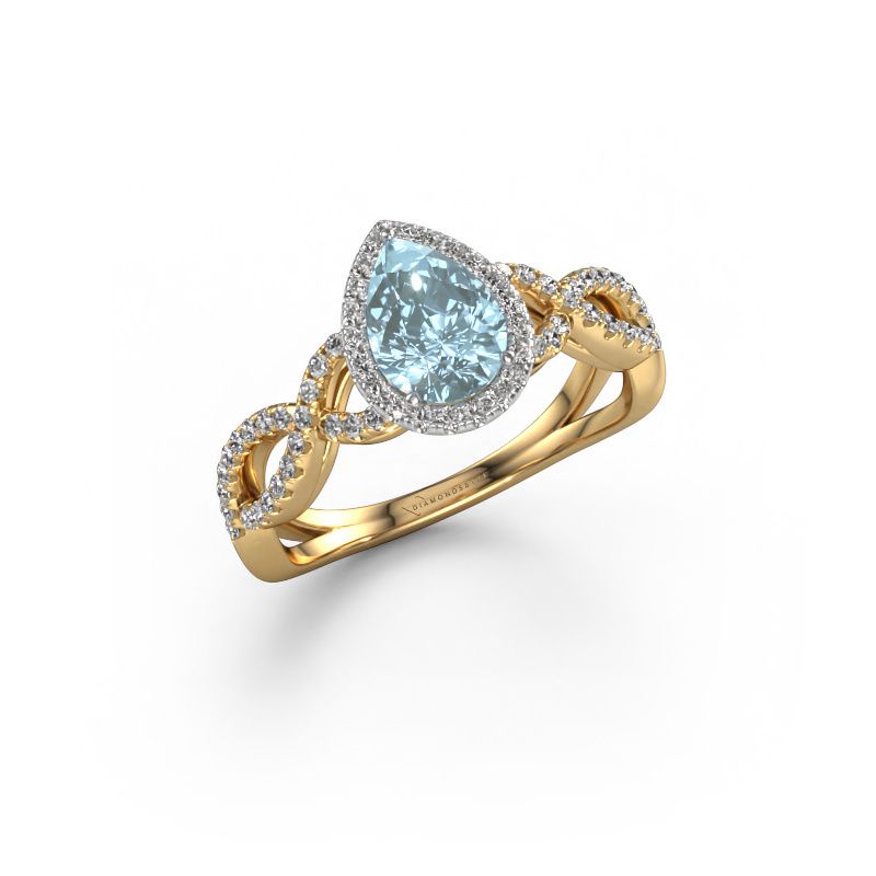 Engagement ring Dionne pear 585 gold blue lab grown diamond 7x5 mm