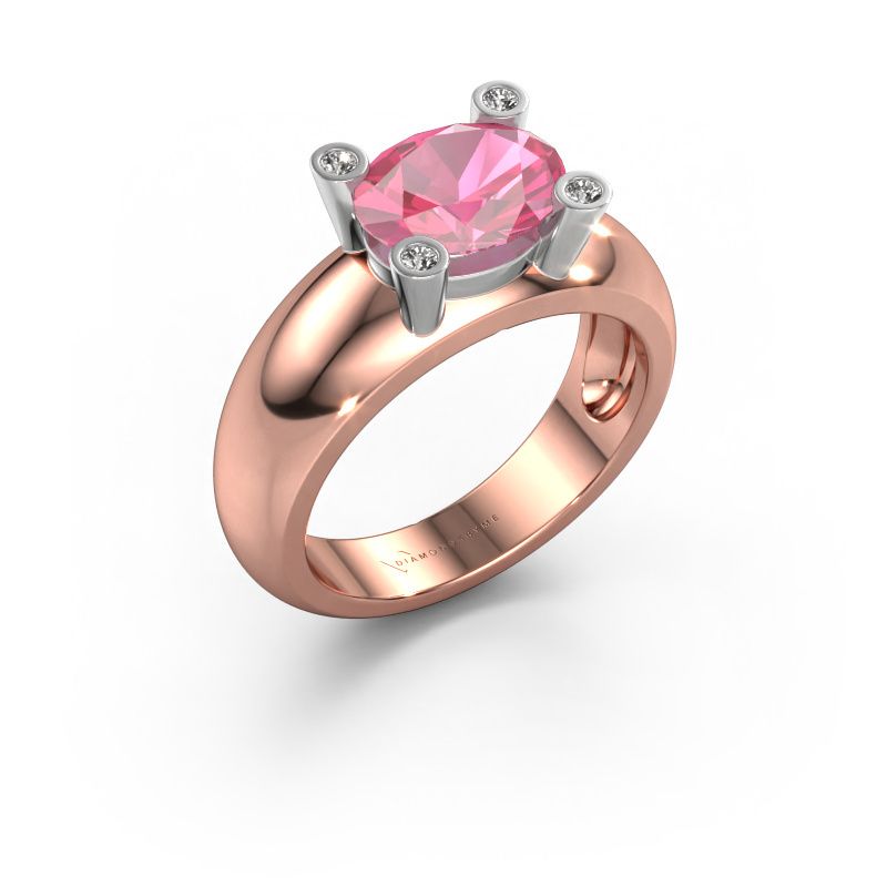 Ring Tamara OVL 585 rosé goud roze saffier 9x7 mm