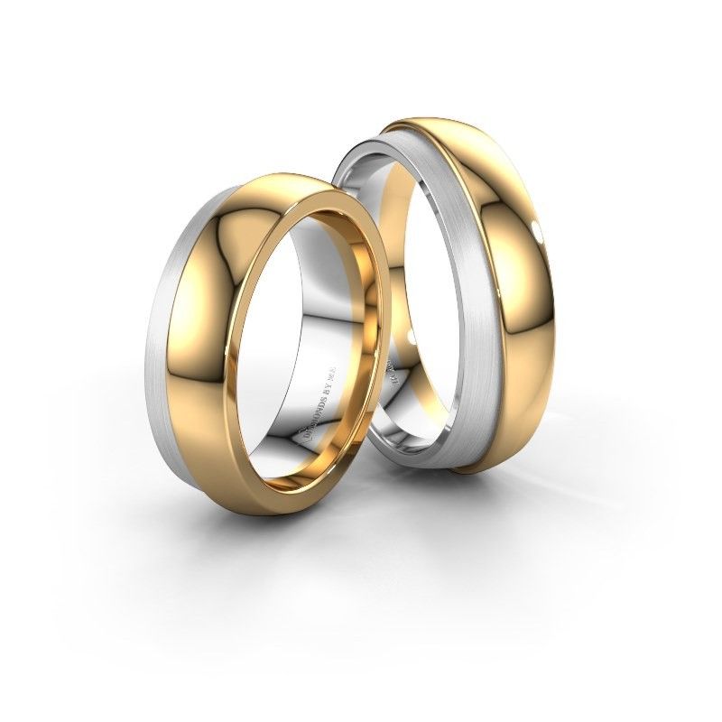 Image of Wedding rings set WH6004LM26C ±6x2.2 mm 14 Carat gold