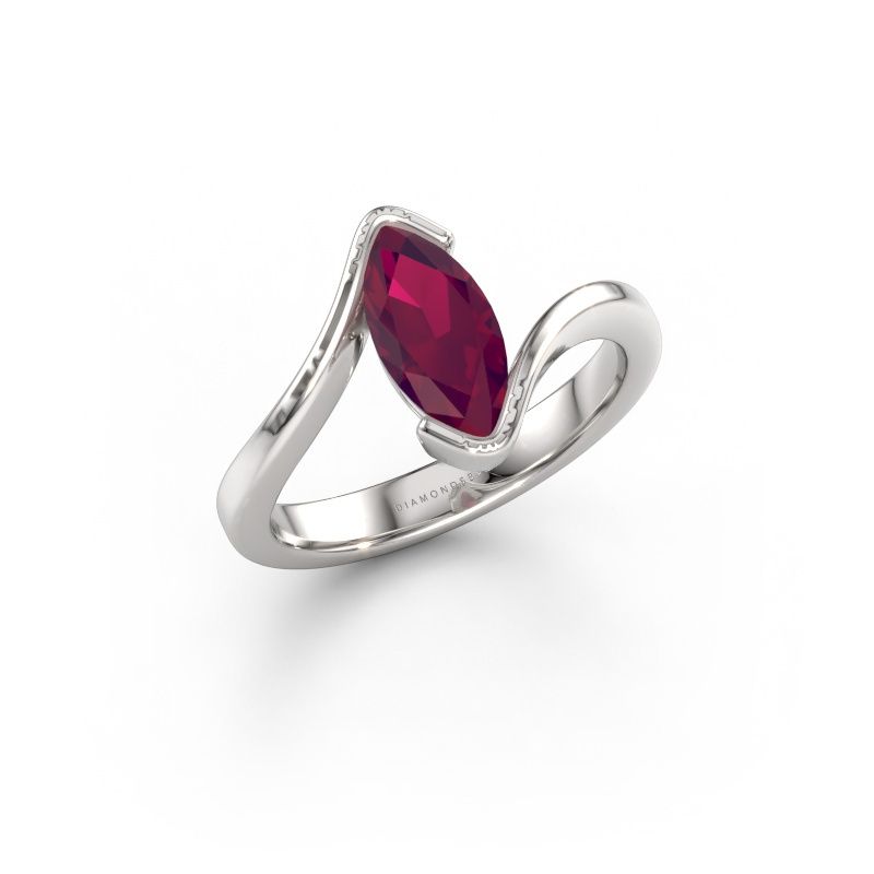 Engagement ring Eve 585 white gold rhodolite 10x5 mm