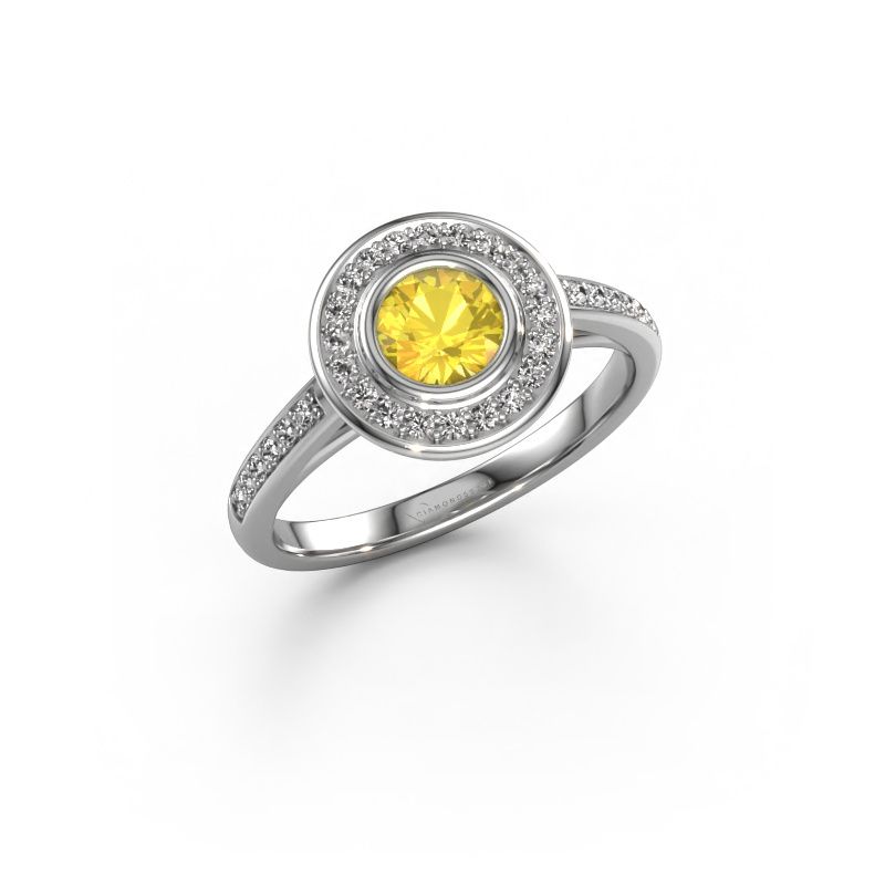 Engagement ring Noud 2 RND 950 platinum yellow sapphire 5 mm