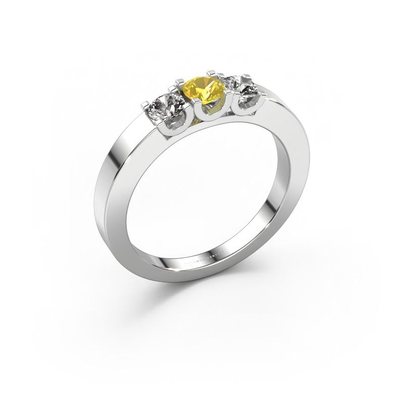 Ring Selina 1 950 Platin Gelb Saphir 3.7 mm