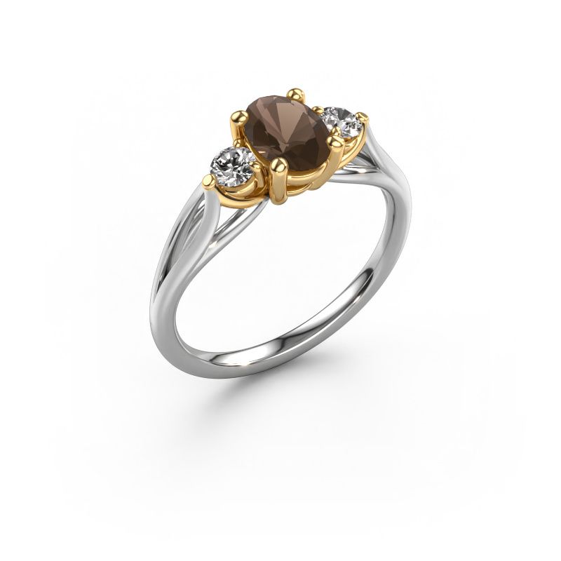 Verlobungsring Amie OVL 585 Weißgold Rauchquarz 7x5 mm
