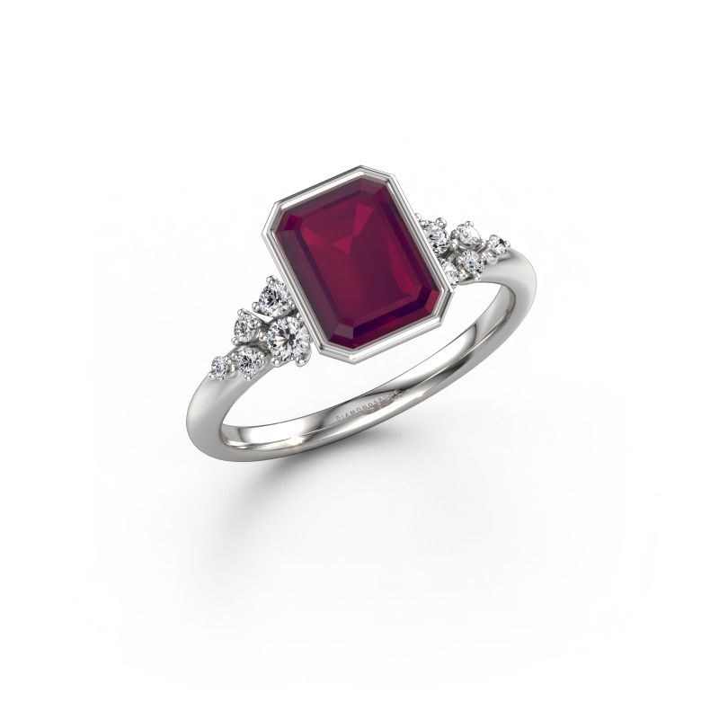 Verlobungsring Aliyah EME 950 Platin Rhodolit 8x6 mm