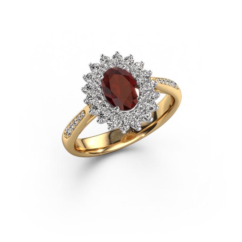 Forlovelsesring Alina 2 585 gull granat 7x5 mm