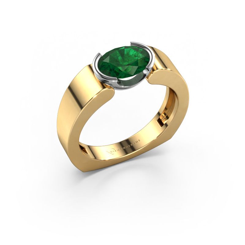 Bague Tonya 585 or jaune emeraude 8x6 mm