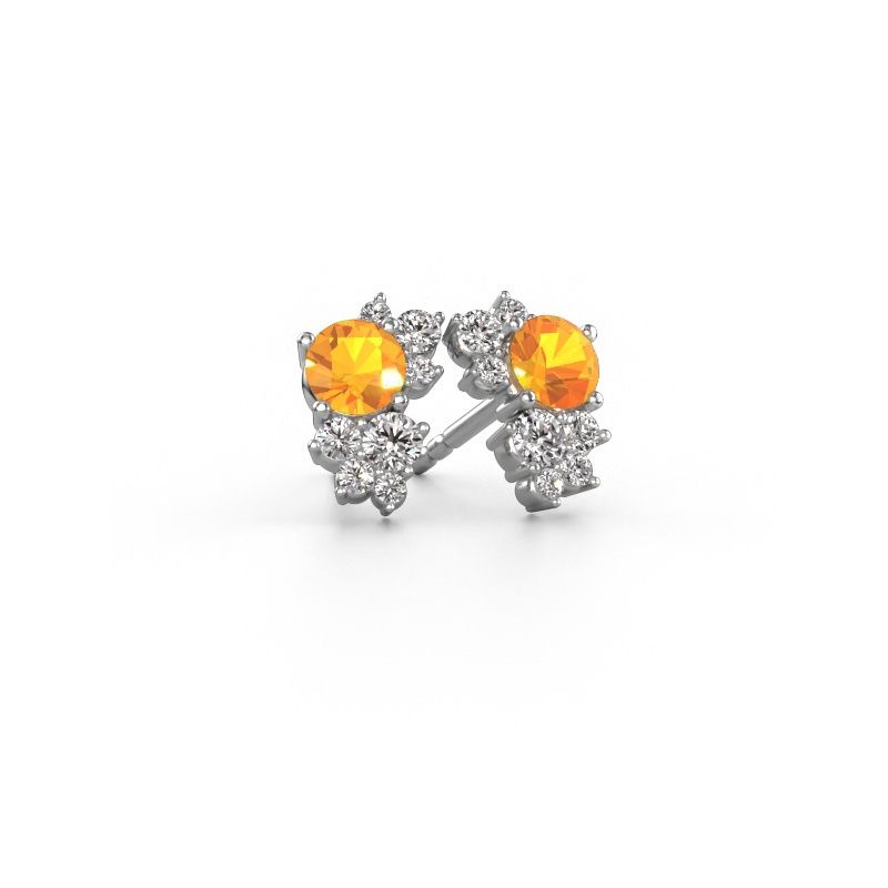 Ohrsteckers Veronica 585 Weißgold Citrin 4.2 mm