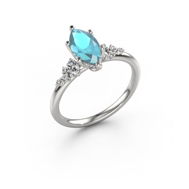 Verlovingsring Emma MRQ 950 platina blauw topaas 10x5 mm