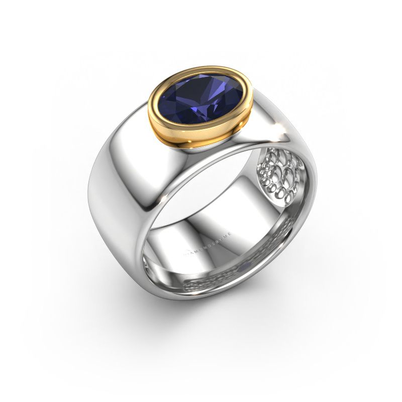 Ring Anouschka 585 witgoud saffier 8x6 mm