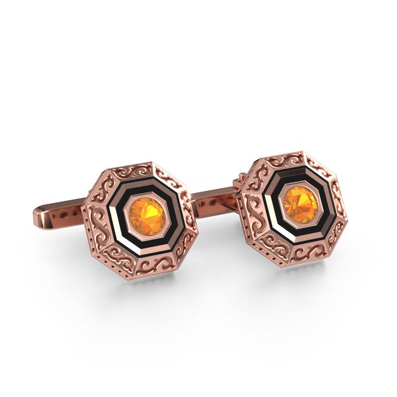 Boutons de manchettes Dion 585 or rose citrine 5 mm